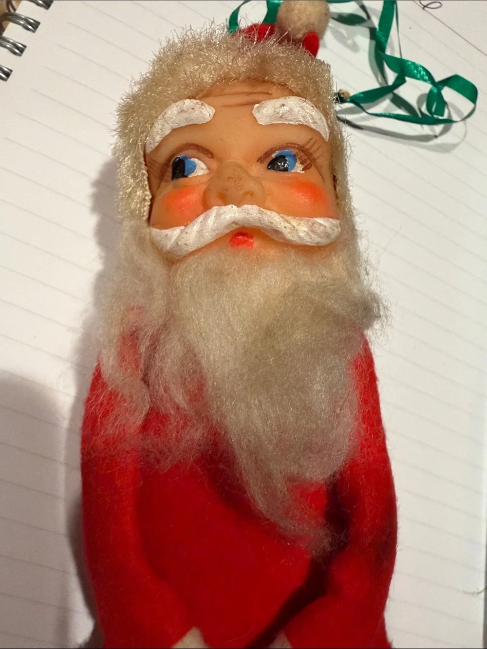Vintage Rare Rubber Face Santa Knee Hugger Ornament Shelf Sitter